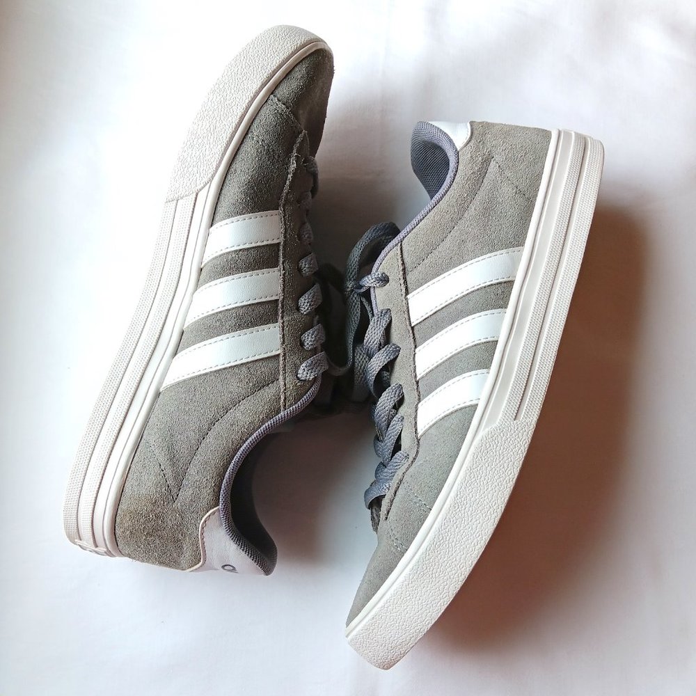 Adidas Ortholite Float Suede Shoes Male Gray With White Stripe Sneakers 8.5